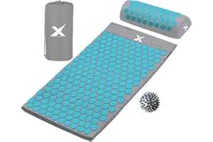 XN8 SPORTS Xn8 Shakti Acupressure Mat & Pillow, Spiky Acupuncture Mat for Anxiety, Stress Relief, Back Pain, Muscle Relaxation & Recovery, Portable Reflexology Matt with Carry Bag & Massage Ball for Men & Women
