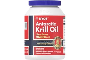 NYO3 Antarctic Krill Oil 1000mg 90 Softgels, High Strength Omega-3 Fatty Acid Supplement with EPA & DHA,Astaxanthin and Phospholipids,Heart Eye and Brain Health