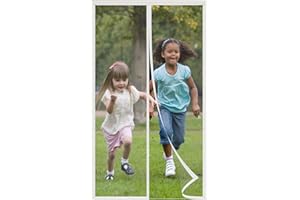 Orumrud Mosquitera Puerta Magnetica 140x215 cm, Cortina Mosquitera para Puertas Exteriores Anti Mosquito Fibra de vidrio Reforzada, Cierre Magnético Automático Mosquitera para Puertas Entrada Blanco