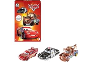 Disney Pixar Cars Coffret 3 Vehicules Radiator Springs à l'Echelle 1/55, Voitures Flash McQueen, Sherif et Martin, Jouet pour Enfant, HBW14