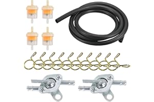 NEUSID Benzinschlauch Kit, Motorrad Gas Kraftstofffilter Diesel Inline inkl 4 6mm Benzinfilter 2 6mm Benzinhahn 5m Kraftstoffleitung 10 Schlauchschellen für Motorrad Auto Roller