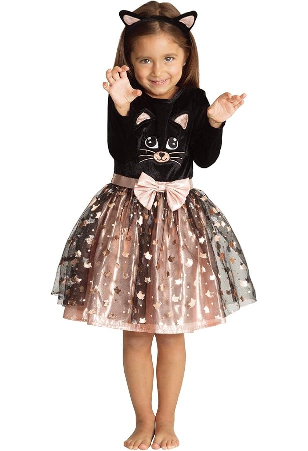IWTBNOA Costume de chat pour fille - 5 pièces - Costume de léopard - Ensemble de cosplay - Oreilles de chat - Serre-tête - Queue - Nœud papillon - Tutu - Jupe noire - Costume d'animal pour carnaval et