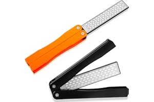 HONOSON 2 Pack Garden Tool Sharpener, Folding Pocket Diamond Knife Sharpener 400/600 Grit Double-Sided Scissor, Pruners, Loppers or Blade Sharpening Stone for Garden Outdoor Camping Kitchen
