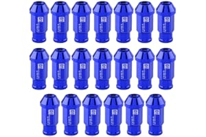 KIMISS Tornillo de aluminio para llantas de automóvil, 20 piezas Tuercas de rueda Tuercas de rueda de carreras seguras M12X1.5(Azul)