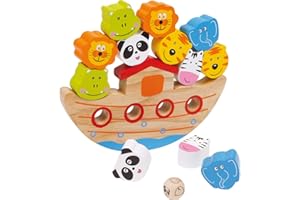 Small Foot 2490 " Balancier «Arche» ", jeu d'équilibre en bois avec design de l'Arche de Noé, jeu de motricité avec dés, à partir de 3 ans