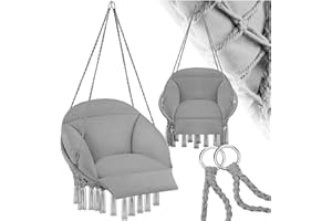 tectake® Poltrona sospesa Samira, Confortevole, per l’Interno e per l‘Esterno, Poltrona ottima per Arredamento Casa, Terrazzo, Sedia a Dondolo Sospesa - Grigio