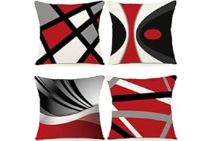 ZWJD Kissenbezug 40x40 4er Set Outdoor Kissen Dekokissen Leinen Kissenhülle Kissenbezüge Geometrische Muster Kissenhüllen für Sofa Wohnzimmer Zierkissen 40 x 40 cm-A017