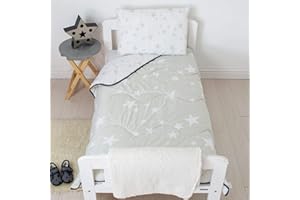 REST EASY SLEEP BETTER Rest Easy Bettdecke für Einzelbett, ohne Bezug, waschbar, perfekt für Reisen und Übernachtungen (Junior 4 Tog, graue Sterne)