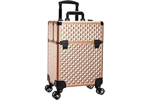 Valise Maquillage Trolley Professionnel Valise esthetique Valise Onglerie Valise Manucure Trolley Cosmétique Malette Maquillage Beauty Case Valise cosmétique à roulettes, Or Rose