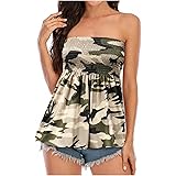 Komiseup Canottiera estiva da donna, senza spalline, casual, senza maniche