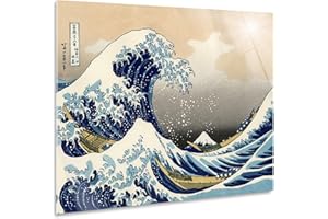 Giallobus - Impression sur Toile - Hokusai - La Grande Vague de Kanagawa - Verre Acrylique - 100x70 - Prêt à accrocher - Peintures pour la Maison