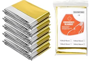 AUSYIWI 5 Pièces Couverture de Survie, 210×160cm Couverture Thermique Extra Large Réutilisable en Or/Argent, Couverture de Survie d'urgence pour Randonnée, Camping, Survie, Premiers Secours