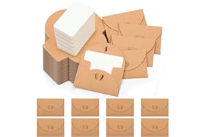 Omtofo 60 Stück Mini Briefumschläge mit 60 Stück Blanko Karten, Klein Briefumschlag mit Herz Verschluss, Kleine Briefumschläge Mini mit Karte für DIY Dankeskarte, Geschenkkarten, Geburtstagskarten