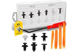 MIKKUPPA 100 Stück Universal Befestigungsclips Auto Clips Set mit Zierleistenkeile Hebelwerkzeug, Kunststoffnieten Befestigungssatz mit Demontage Werkzeuge, 6 Arten Stoßstangen Spreiznieten Clips