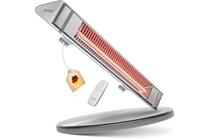 VASNER Teras 25 Infrarot Heizstrahler Terrasse - Terrassenstrahler 2500 W elektrisch - 4 Heizstufen Terassenheizer - Infrarotstrahler Terassenheizstrahler außen outdoor - Mit Fernbedienung (silber)