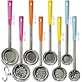Portion Control Serving Spoons - (8 Piece Set) Restaurant Measuring Serving Ladle Utensils for Weight Loss, Bariatric Gastric Sleeve, Includes 2, 4, 6, 8 oz Solid & Perforated Scoops, 14-1/4" Long