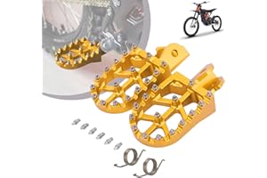 RUNFARR Dirt Bike Fußrasten, Motorrad CNC Aluminiumlegierung Breite Fußrasten Mit Federn für Sur Ron Light Bee Elektrofahrrad CRF150F CRF230F 2003-2019 Gold