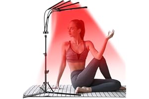 Hottoerak Red Light Lamp with Stand, 4 Heads Infrared Lamp, 660nm & 850nm Red LED Light with Timer for Body, Back, Knee, Leg