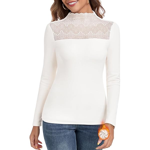 Basicspace Dames effen kleur kant shirt met lange mouwen ronde hals uniek design T-shirt heeft herfst en winter ademend stretch huidvriendelijke tops, zwart, XL