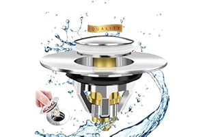 DN DENNOV Bonde de lavabo Universelle Pop-up avec 2 Joints - Bonde avec Filtre Anti-Obstruction pour lavabos d'un diamètre (1 pièce)