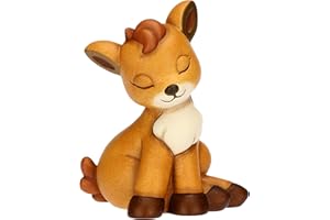 THUN, Cerbiatto Amy in Ceramica, Versione Grande, Linea AbbracciAMI, Maxi Cerbiatto da Collezione, Idea Regalo per Natale, 10.1 x 9 x 12.1 cm