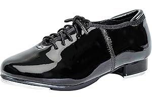 flexdans Black Tap Shoes PU Leather Non-Slip Tip Tap Dance Shoes for Women Man