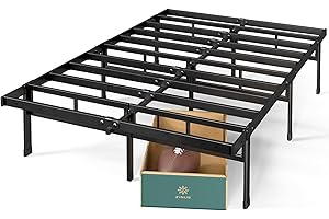 Zinus Justin Letto 160x190 cm - Struttura letto 36 cm di Altezza con contenitore sotto il letto - Struttura letto a piattaforma in metallo - Nero