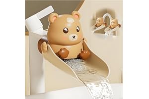 AIRCADIA Tap Extension for Children, Duck, Feet Swing Up and Down, 16 cm Tap Extension for Children, Hand Wash, Water Nozzle Extender (Brown)