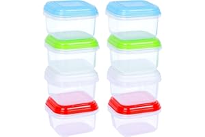 ARSUK Baby Food Storage Containers 120ml - Reusable Small Freezer Jars with Leak Proof Lids - Travel Friendly Baby Weaning Snack Pots - Dishwasher, Freezer & Microwave Safe, BPA Free (Pack of 8)