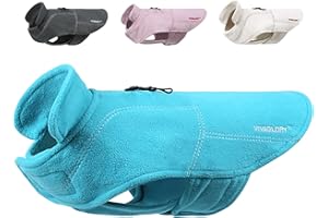 VIVAGLORY Softpad Wintermantel Hund, Hundemantel Fleecemantel Hund, Fleecejacke mit Bauchschutz & Klettverschluss, Fleece Reflektierend Verstellbar Softshell, XS, Türkis