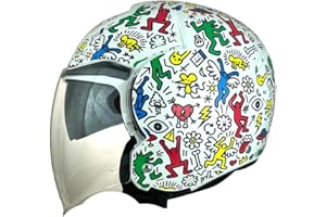 DOBLE XX Shiro Helmets Casco Jet Tokio SH-64 Doodle Totalmente Homologado (L 59/60)