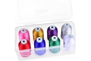 New brothread - 15 Options - 8 Snap Spools of 1000m Each Polyester Machine Embroidery Thread with Clear Plastic Storage Box for Embroidery & Quilting - Christmas Colour