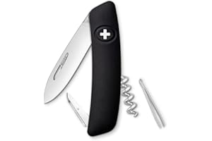 SWIZA Couteau suisse D01, acier 440, verrou de lame, plateaux antidérapants rouges, 6 fonctions