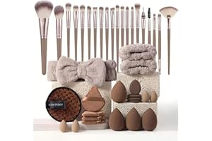 UNKCEST 40 Stück Pinselset Makeup Professionelles Make up Pinsel set für Frauen | Foundation-Mischungen | Premium Beauty-Werkzeuge, Schwamm für Foundation, Make-up-Applikatoren (40 Stück - Kaffee)