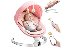 Fdlscpem Baby Swing Chair,Electric Baby Bouncer Chair,with Mobile APP/Remote/IMD Panel Control,Electric Swing for infantswith 5 Speeds 3 Timers and 10 Music, Bouncer for 0-6 Months