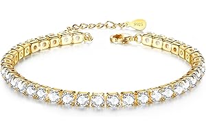 JDGEMSTONE Sterling Silver Tennis Anklet,5A Diamond CZ Dainty Ankle Bracelet,Waterproof Anklet for Women and Girls,Gold/Silver,6.5 Inches to 11.5 Inches