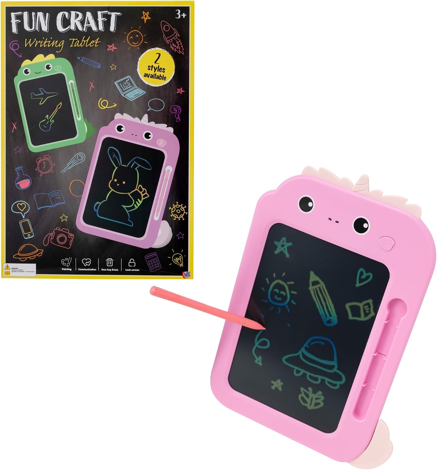 Fun Craft LCD Writing Tablet for Kids | Colourful Unicorn Doodle Pad & Drawing Board | Educational Scribbler Screen for Travel, Learning & Creative Play | Reusable Gift for Ages 3+
