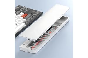 WINDFROMORT Poggiapolsi con Kit Pulizia Tastiera 22 in 1 – Supporto Ergonomico con Set Pulizia per iPhone, AirPods, PC, Telefono e Fotocamera – Organizer Magnetico con Spazzole, Panni e Accessori (Bianco)