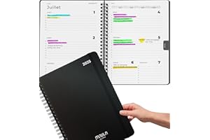 MILULA STUDIOS Agenda 2025 A4 - Grand Semainier Janvier à Décembre - Meilleure Organisation - Planificateur de Rendez-vous - Académique - Spirale A5