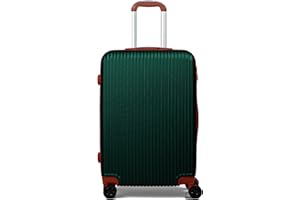 FOSANI Revel Suitcase Medium Size Hard Shell | 3 Digit Combination Lock | Lightweight | 4 Dual Spinner Wheels | Medium 24" Hold Check in Luggage | Aluminium Alloy Telescopic Handle | (Green, Medium 24'')