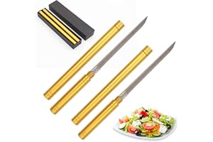 DHINCHANSAIB Lot de 2 couteaux multifonctions en acier inoxydable avec poignée et mini manche doré