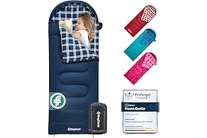 KingCamp Saco de Dormir Infantil de Franela de algodón - Cálido y cómodo para niños de 10 a 12 años (hasta 145 cm) - Camping Accesorios, Viajes y Actividades de Invierno al Aire Libre