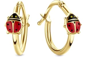 Miore Kids pendientes infantiles de aro con mariquitas Miore Kids en oro amarillo 9 kt 375 ⌀ 14 mm