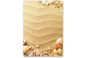 PAPER-MEDIA Papier à motif COQUILLAGES DANS LE SABLE 20 feuilles DIN A4 - Voyage & Vacances