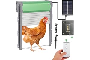 UKSUNVI Puerta automática de gallinero con energía Solar, Puerta de gallinero de Aluminio, Puerta automática de Pollo con Temporizador, Sensor de luz y Control Remoto