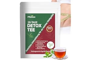 PFLAROSA Detox Tee zum Abnehmen,Grüne Helfer – 28 Tage Kräuterkur für Stoffwechsel, Bauchfett & Energie – Oolong, Mate & Ginseng, Vegan