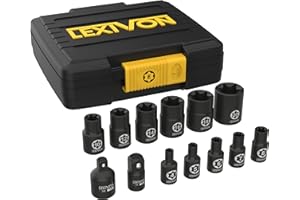 LEXIVON E-TORX Socket Set, Chrome Vanadium Alloy Steel | 13-Piece Female Star Socket E4 - E20 Set | Enhanced Storage Case (LX-147)