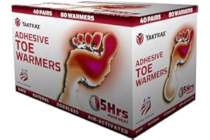 LITTLE HOTTIES Yaktrax Disposable Adhesive Toe Warmers With Up To 5 Hours Of Heat, Odourless & Environmentally Safe, Keep Warm During Outdoor Activities, White, 2.75" x 0.125"/7cm x 0.3cm, Pack of 80 (40 x 2pcs)