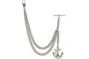 Holy Sins Jewellery Made in The UK Bronze Colour Single Albert Pocket Watch Chain with Anchor Pendant