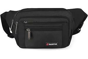 GRACETOP Marsupio con 5 Tasche Marsupio Bum Bag cintura regolabile singola spalla per escursionismo casuale bicicletta Corsa Campeggio (Nero)